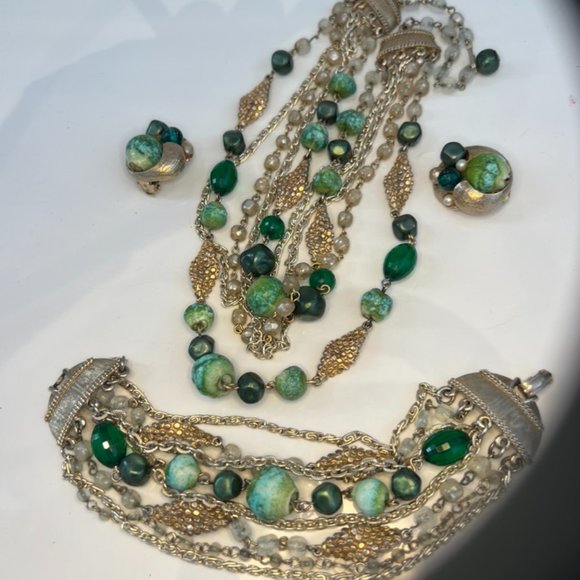 Vintage Signed ART Parure Set Necklace Bracelet Earrings - Picture 13 of 16